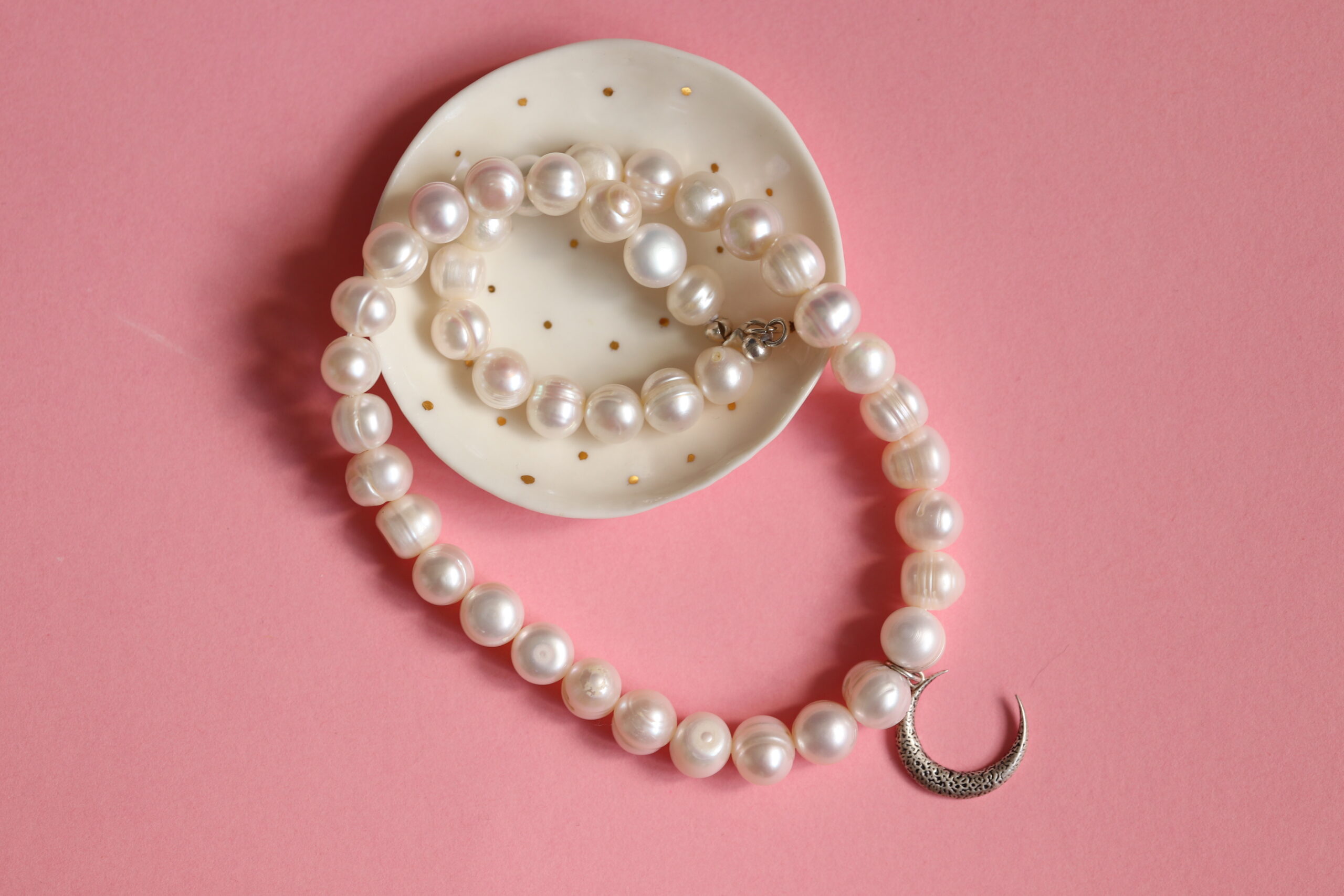 Colier Perle naturale cu semiluna